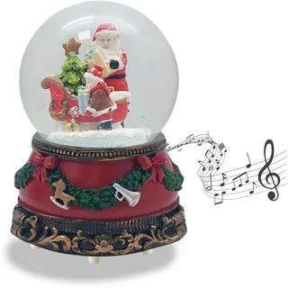 Schneekugel Weihnachten Spieluhr | Weihnachtsmann | B: 10 cm | 20278 | Breite: 10 cm, Höhe: 14 cm | Weihnachtsdekor rot Girlande | Schüttelkugel Weihnachtsdekoration | mit Musik