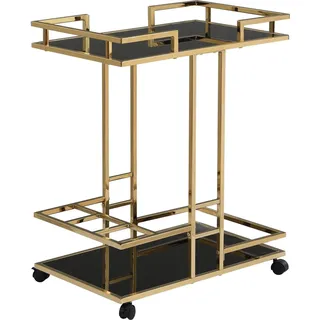 FineBuy Servierwagen Gold Glas Metall 67,5 cm Rollwagen Flaschenhalter