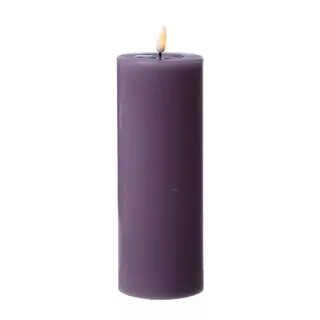 LED Kerze Deluxe Echtwachs flackernde 3D Flamme H: 20cm D: 7,5cm flieder lila