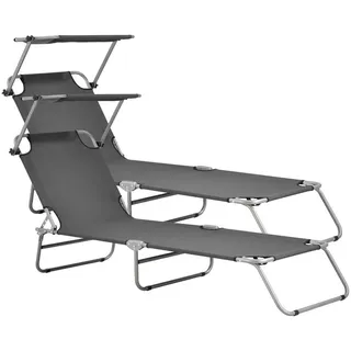 casa.pro Argozelo Sonnenliege 186 x 55 x 24 cm Dunkelgrau