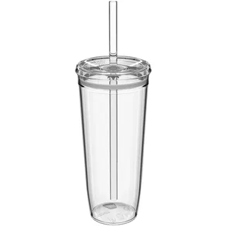 KeepCup Kühlbecher aus transparentem Kunststoff, wiederverwendbar, Eiskaffeebecher mit Deckel und Strohhalm, extra groß, 590 ml