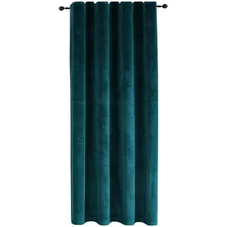 TiborTex Vorhang Kräuselband Verdunkelung Petrol 140x145 cm Samt weich Blickdicht Gardine Schlafzimmer Wohnzimmer abdunkelnd Universalband