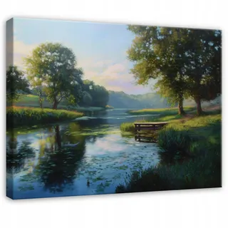 LEINWANDBILD Wald Fluss Grün 120x80 cm