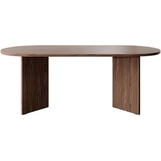 Selsey Esstisch Braun, Holzwerkstoff, Oval,Oval, 90x75x204 cm - mind. 14 Tage Rückgaberecht