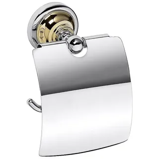 Brillantbad BETRO GOLD Papierrollenhalter mit Deckel Messing Gold Chrom für Bad & WC >> zum Bohren