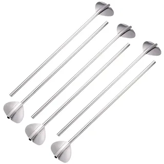 6 Stück Edelstahl Herzform Metall Trinkhalm wiederverwendbare Strohhalme Löffel Set (Herzform)