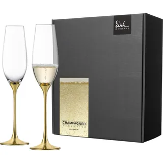 Sektglas EISCH "Champagner Exklusiv" Trinkgefäße Gr. 28 cm, 180 ml, 2 tlg., goldfarben Kristallgläser Auflage in Echtgold, 180 ml, 2-teilig