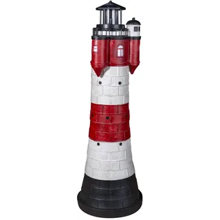 colourliving Leuchtturm Roter Sand mit LED Blinklicht Leuchtturm Solar für Draussen Maritime Dekoration in 50 cm und 80 cm (80 cm)