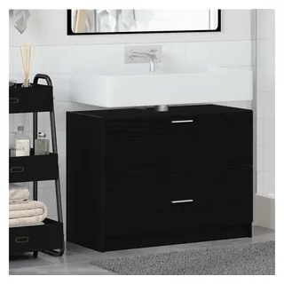 vidaXL Badezimmerschrank mit Tür 78 x 59 x 37 cm Schwarz