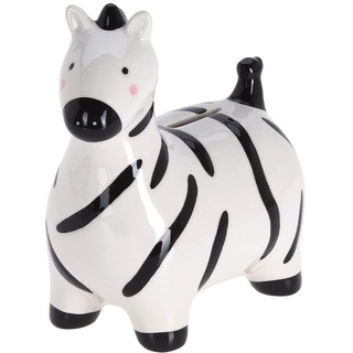 Murago - Spardose Zebra - Sparschwein für Kinder Sparbüchse Jungen Mädchen Keramik Tierform Dekofigur groß Weiß schwarz