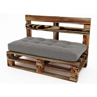 Lermowood Palettenmöbel Mpe Bank 120 x 80 cm Geflammt | Europaletten Indoor und Outdoor Lounge Gartenmöbel Holz Gartenmöbel Set Lounge Möbel Terrasse Balkon Loft Stil Paletten