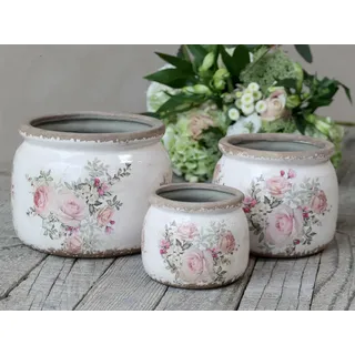 Chic Antique Naves Übertopf Rosenmuster Vintage 12cm Shabby Pflanztopf 65561-19