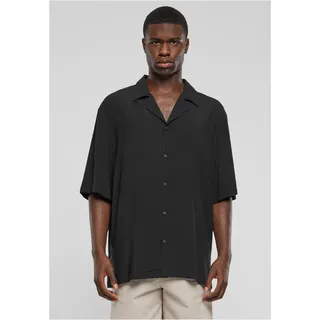 URBAN CLASSICS Langarmhemd Loose Viscose Shirt schwarz 5XL