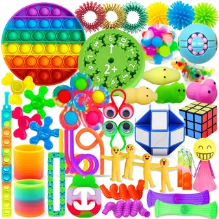 Edmirfun 49 Pcs Fidget Toys Set ,Anti Stress Spielzeug Für Erwachsene Und Kinder, Angst Relief Autismus Und Adhs, Klassenzimmer Preise Zum Stressabbau Schatztruhe Pop It Spielzeug Geschenke Für Kinder