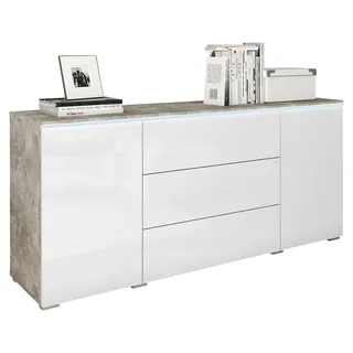 Sideboard Vera mit LED ca. 150 cm Weiß Hochgl./Grau