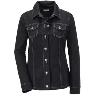 Kurzjacke GOLDNER "Kurzgröße Zeitlose Jeansjacke mit tollen Details", Damen, Gr. 20, schwarz, Obermaterial: 98% Baumwolle CO. 2% Elasthan EL., eng Manschette, Jacken Kurzjacke, Ohne
