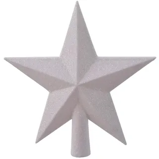 KAE Christbaumspitze Stern Kunststoff Glitzer 19cm weiß irisierend