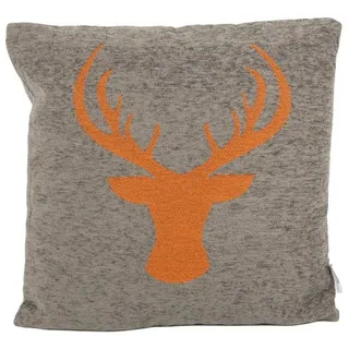 Dekokissen Kissen Hirschkopf grau orange 45x45 cm von Boltze beige|grau|orange
