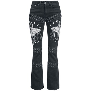 Gothicana by EMP - Gothic Jeans - Grace - Jeans mit aufwendigen Prints und Schnürung - W27L32 bis W31L34 - für Damen - Größe W30L34 - schwarz - W30L34