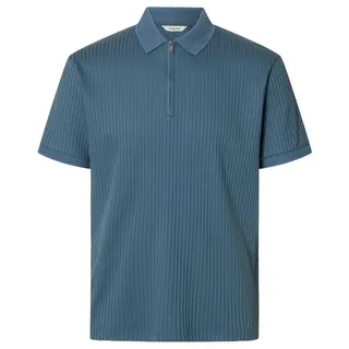SELECTED HOMME Poloshirt SLHFAVE STRUCTURE SS POLO - Poloshirt Kurzarm blau M (50)