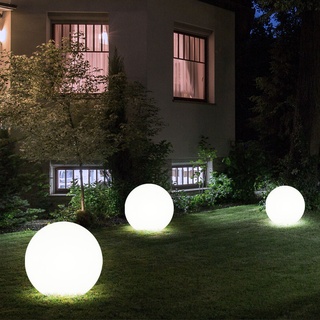 LED Solarleuchten Steckleuchten Gartendeko Außenleuchten Kugel rund weiß mit Erdspieß, IP44, Akku, Kunststoff, weiß silber, LED, 3er Set