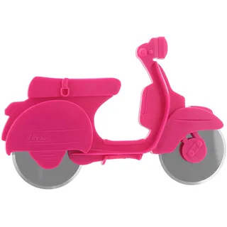 MIK funshopping Lustige Pizza Schneider Pizzaroller Pizzarad Pizzamesser Pizza Cutter Pizzaschneider aus Kunststoff mit Edelstahl-Schneiderollen (Motorroller Scooter pink)
