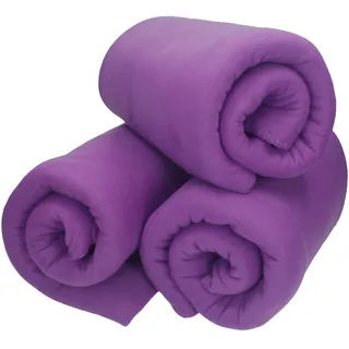 Betz 3 Stück Fleecedecke Kuscheldecke Wohndecke in Größe 130x170 cm Qualität 180 g/m Farbe lila