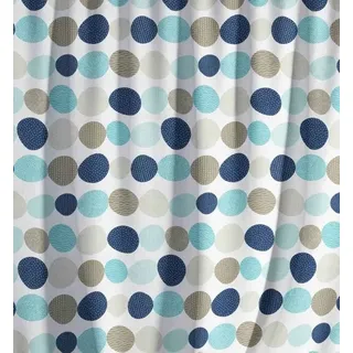 KS Handel 24 Textil Duschvorhang Punkte Blau Beige 120x200 cm, inkl. Duschvorhangringe inkl. Beschwerung