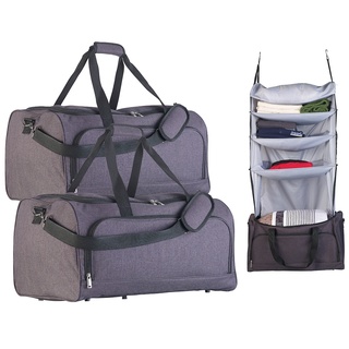 2er-Set faltbare Reisetaschen mit Wäsche-Organizer zum Aufhängen