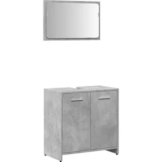 vidaXL Badschrank mit Spiegel 1-tlg. Betongrau
