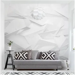Bilderdepot24 3D-Tapete Effekt Abstrakte 3D Optik Modern Wanddeko Raumtiefe Gaming, Glatt, Matt, (Vliestapete inkl. Kleister oder selbstklebend), Wohnzimmer Schlafzimmer Küche Flur Fototapete Vliestapete Wandtapete weiß 0.96 m x 0.96 m