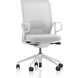 Vitra - ID Mesh, soft grey, FlowMotion mit Vorwärtsneigung/Sitztiefenverstellung, Ringarmlehnen (Rollen für Hartböden)