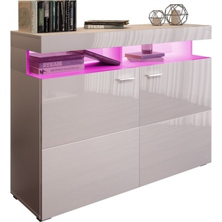 Domando Sideboard Sideboard Mondello M1, Breite 120cm, Hochglanz, RGB LED Beleuchtung mit wechselbarer Farbe weiß
