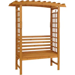 Rosenbogen Mit Sitzbank Hhg-089, Gartenbogen Rankhilfe Bank Gartenbank Holz Mvg-zertifiziert 201x160x60cm Natur