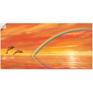 Wandbild »Regenbogen über dem Meer«, Wassertiere, (1 St.), 11259031-0 orange B/H: 100 cm x 50 cm
