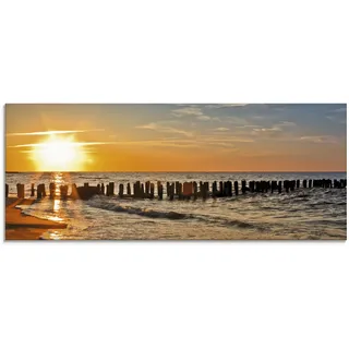 Glasbild ARTLAND "Schöner Sonnenuntergang am Strand", orange (farbe bild(er): orange), B:125cm H:50cm, Bilder, in verschiedenen Größen