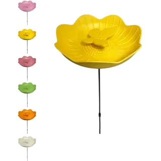 Klocke Dekorationsbedarf Vogeltränke Vogelbad Gartenstecker Ø20cm Schmetterling - 6 Farben zur Wahl (Gelb, ⌀ 20 cm)