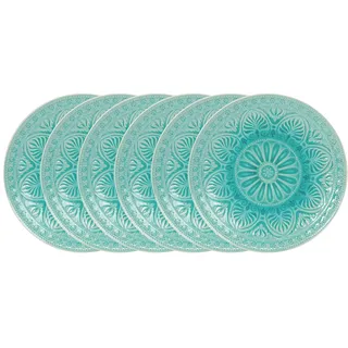 BUTLERS Teller Ø14cm 6er Teller Set SUMATRA Steinzeug Geschirr | Unterteller für Tassen | kleine Teller für Beilagen Dessert Snacks | Exotisch & gemustert | Mikrowellen- & spülmaschinenfest