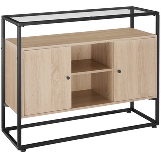 Sideboard Oldham 100x38x80,5cm - Industrial Holz hell, Eiche Sonoma