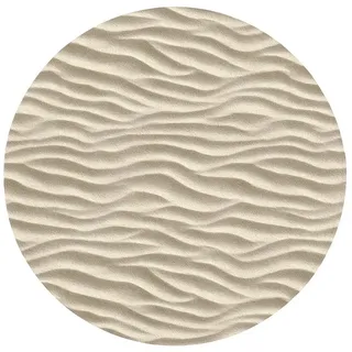 OnlyWow Badematte Sand - Wellen - Beige, Höhe 10 mm, Polyester, Rund, Badezimmerteppich, Badteppich, Rutschfest, Badvorleger, Waschbar beige Rund | 70 cm x 70 cm x 10 mm