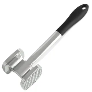 Fackelmann Fleischklopfer mit Soft-Grip-Griffen gegen Verrutschen – Fleischhammer mit rauer und glatter Oberfläche – Fleischplätter zum Plattieren und Klopfen, Schwarz