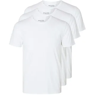 Selected T-Shirt "SLHROLAND SS O-NECK TEE 3-PACK NOOS", Herren, Gr. XXL, weiß (hellweiß), Jersey, Obermaterial: 95% Baumwolle, 5% Elasthan, unifarben, Basic, regular fit normal, Rundhals, Shirts T-Shirt