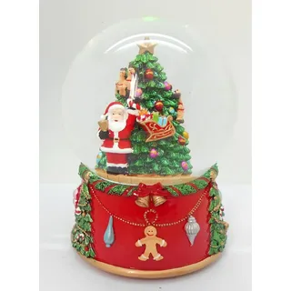 Musicboxworld Spieluhr Schneekugel Weihnachtsmann vor einem Weihnachtsbaum