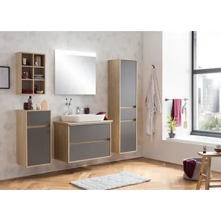Schildmeyer Wandregal Mali, Breite 40 cm, 6 offene Regalfächer, Holzdekor mit fühlbarer Struktur braun|grau