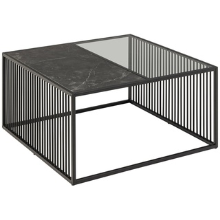 Couchtisch - schwarz-transparent - Marmoroptik - 80x80 cm