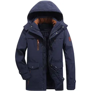 Winterjacke Herren Winter Warm Wintermantel Lang Parka Mit Kapuze gepolstert Multi-Pocket Winterparka Mantel
