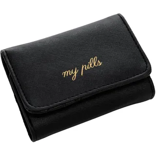 Miamica Pillendose mit Schnappverschluss "My Pills" mit herausnehmbarem 8-Tage-Organizer aus Kunststoff, Schwarz, 8,9 cm L x 11,7 cm B x 4,4 cm H – halten Sie Ihre Vitamine und Pillen organisiert –