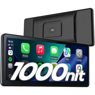 CarpodGo T4 8,9" 60 fps – Tragbares Auto-Display mit kabellosem & kabelgebundenem CarPlay, unterstützt magnetische Schnellwechselhalterung, 1000 Nits Helligkeit
