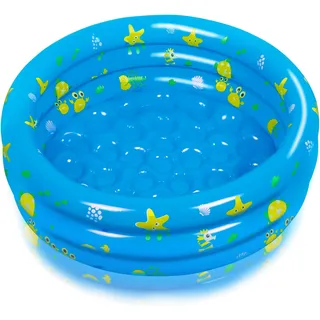 Jovicos Planschbecken für Kinder, 85×30cm Aufblasbares Pool, 3-Ring Kinderpool Planschbecken Baby Pool, Kinderplanschbecken Rund Schwimmbecken Kinder Familie Pool für Innen und Außen (blau)