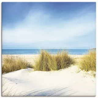 ARTLAND Wanddeko Leinwand Bilder Wandbild 100x100 cm Strand Meer Dünen Gräser Meerblick Natur Sand Himmel Maritim K2JP